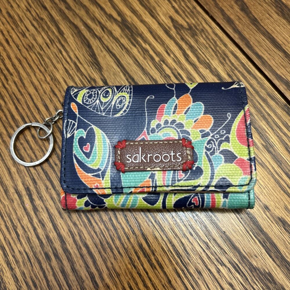 Sakroots Flap Snap Wallet ID/Card Holder Coin Purse Peace zip Pockets Keychain